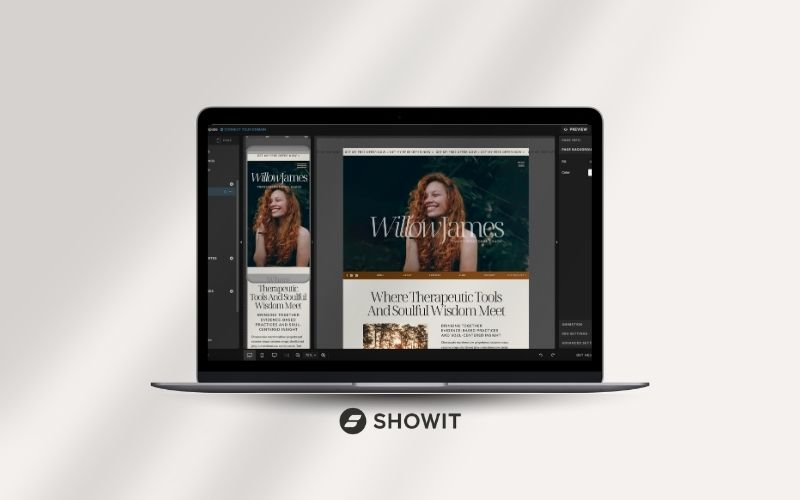 laptop with preview of showit hosting